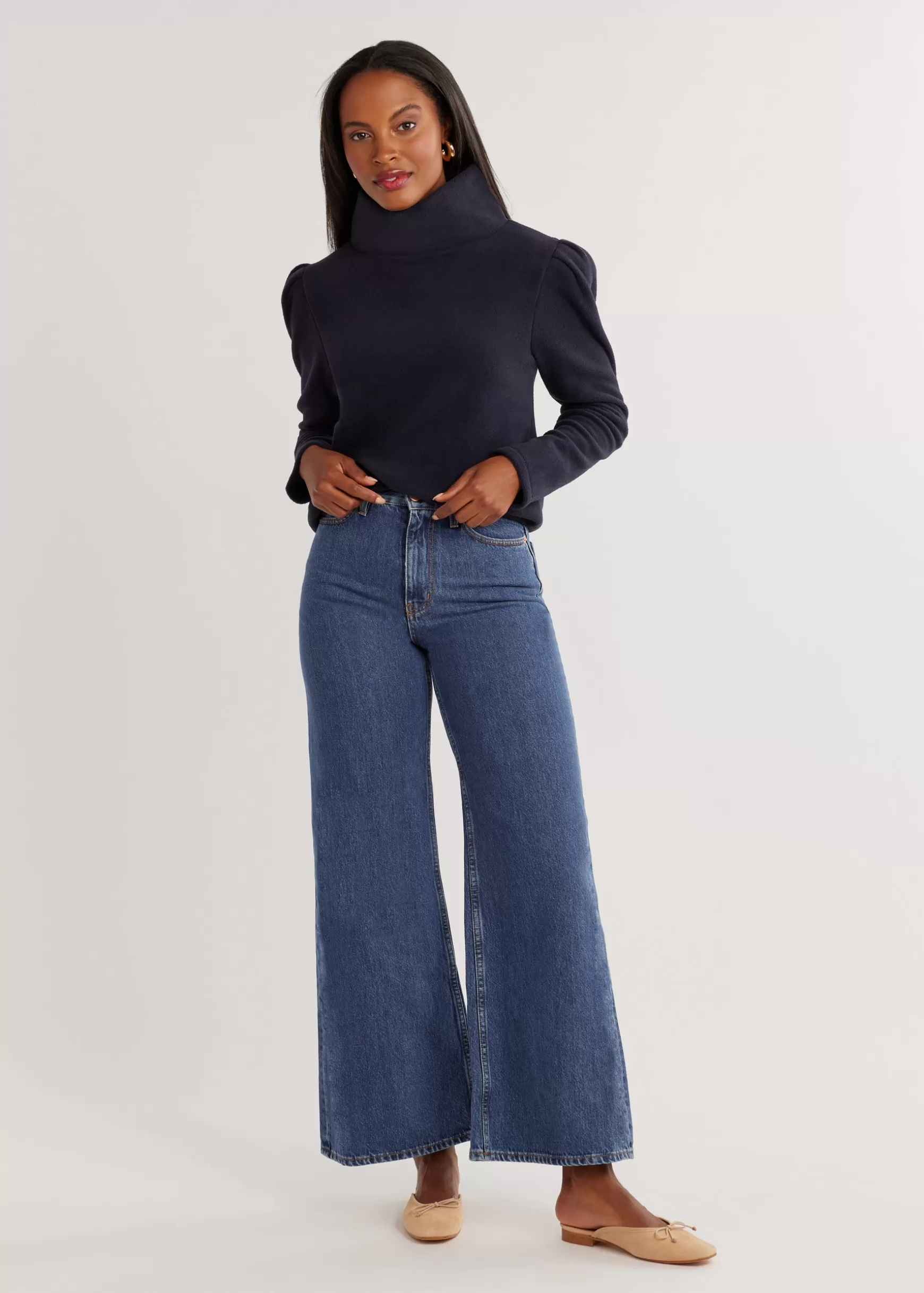 Women Dudley Stephens Turtlenecks-Palmer Puff Sleeve Turtleneck